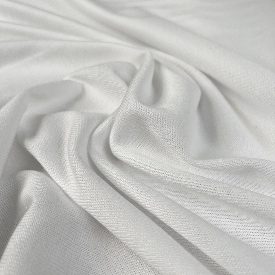 Rib Tickler Cotton White Ribbed Viscose Knit Jersey Fabric