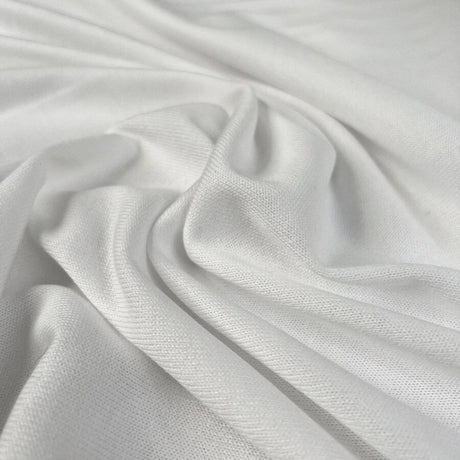 Rib Tickler Cotton White Ribbed Viscose Knit Jersey Fabric