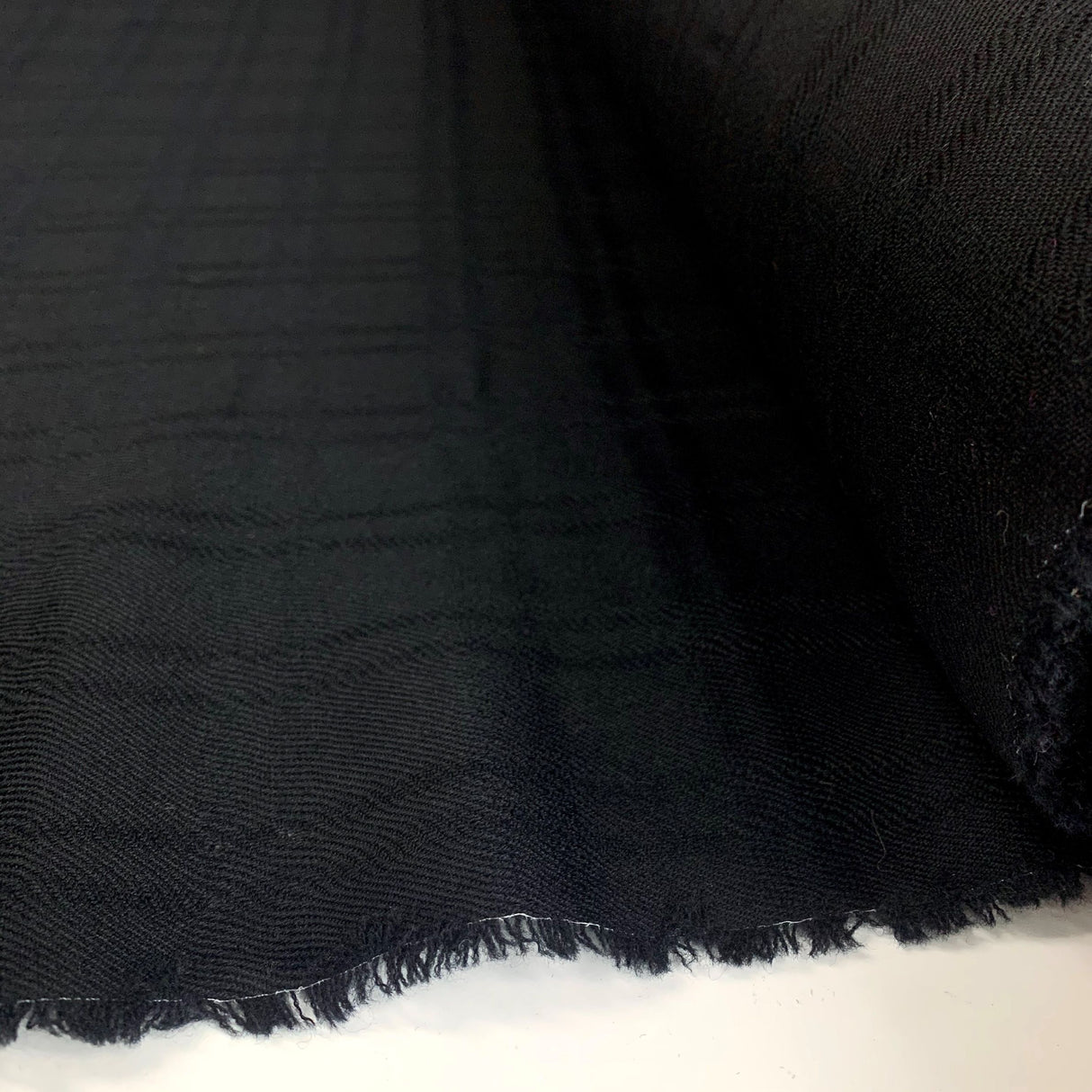 Rickman Black Woollen Suiting Fabric Close Up Fabric Photo