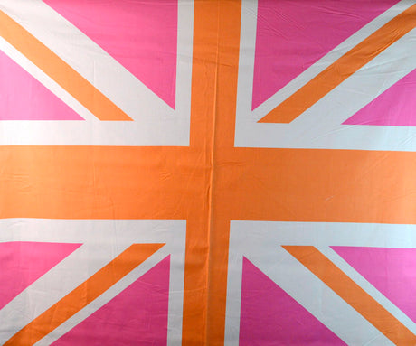 Riley Blake Union Jack Flag Pink Orange White Cotton Dress Fabric S