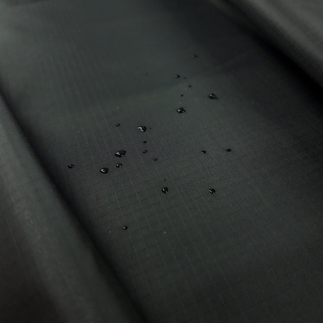 Ripstop Black Nylon Water Resistant Jacketing Fabric Close Up Fabric Photo