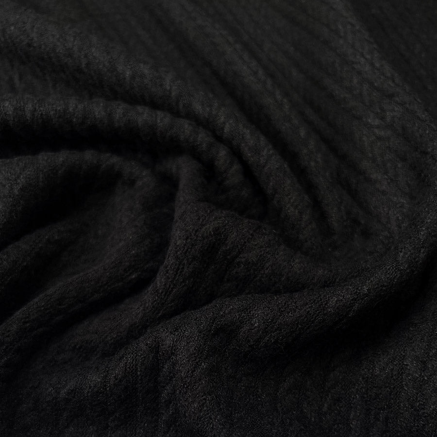 Rope Knit Black Rayon Nylon Polyester Cable Knit Stretch Jersey Dress Fabric