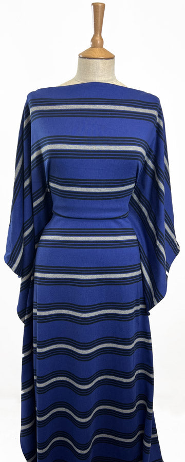 Royally Italian Jersey Fabric Blue Stripe Dress