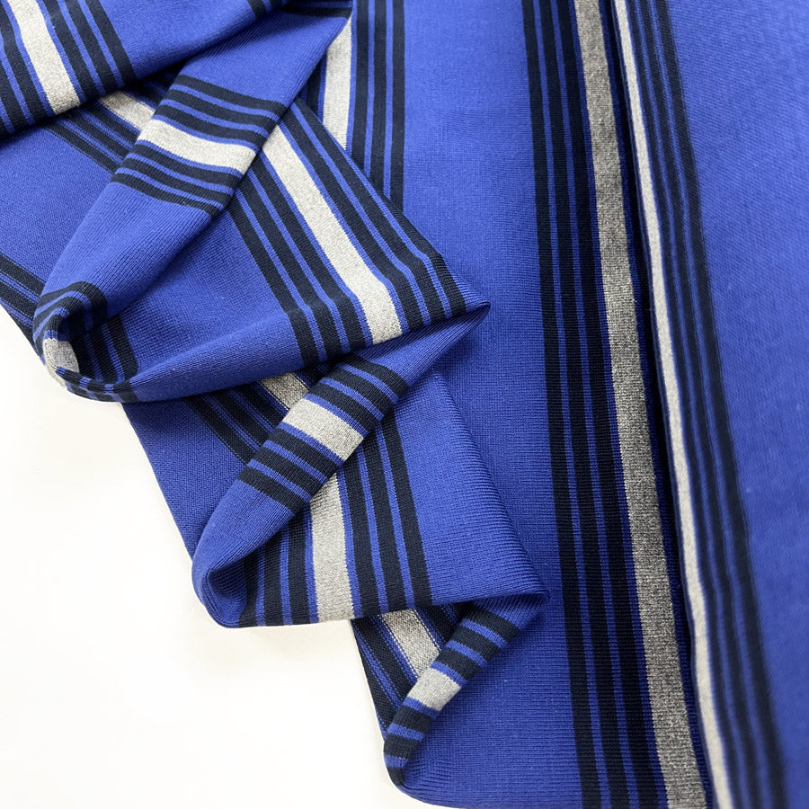 Royally Italian Jersey Fabric Blue Stripe Fold