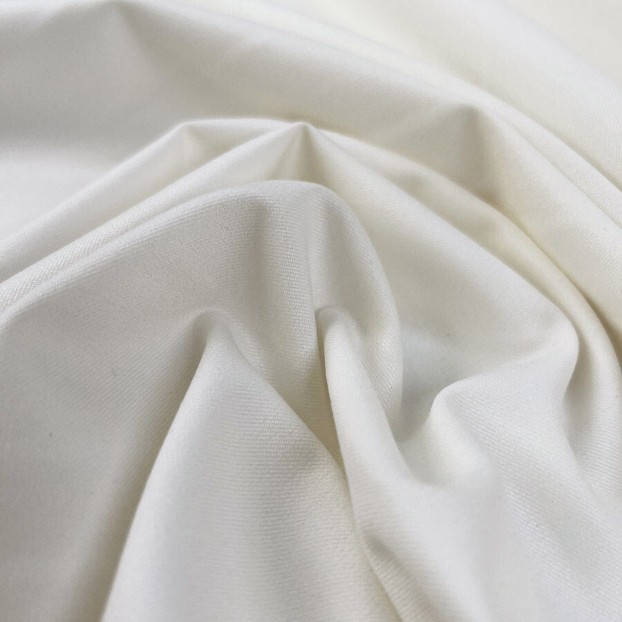 Runway polyester viscose elastane ivory twill suiting fabric cu