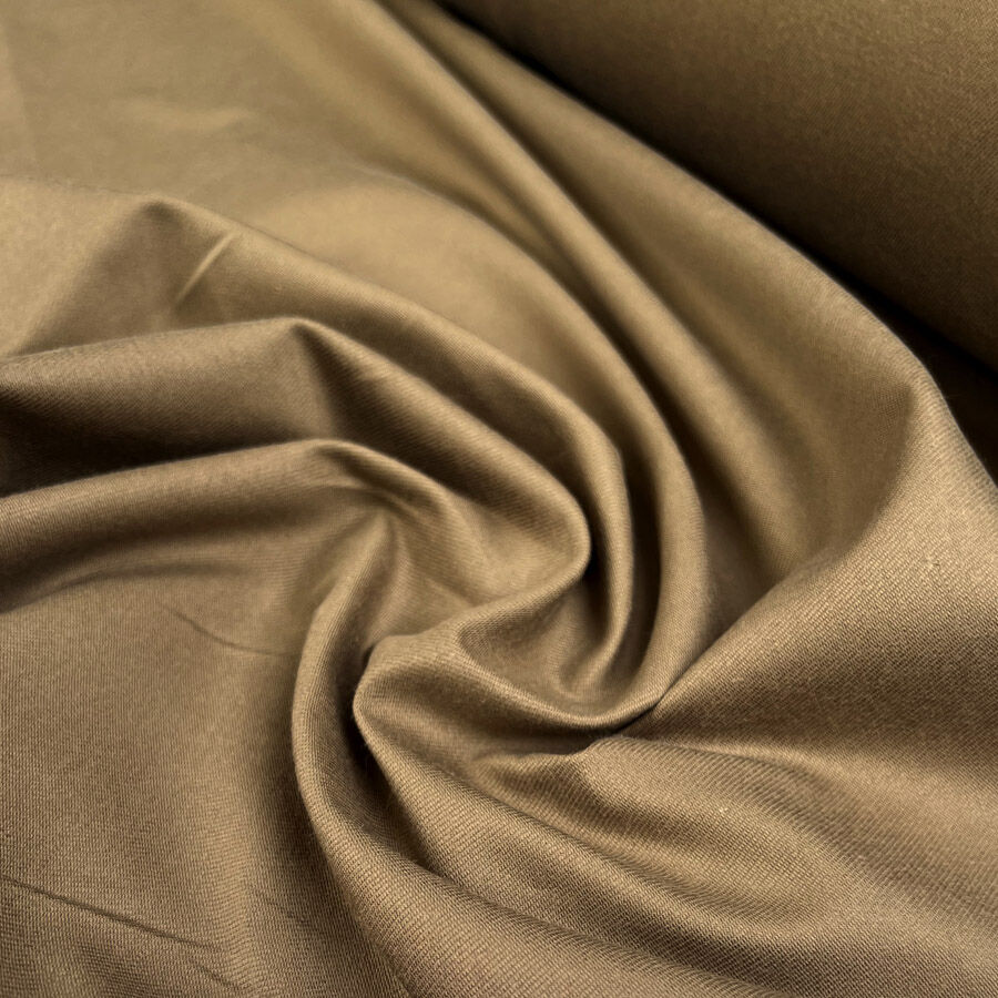 S A S Cotton Elastane Camel Brown Stretch Woven Trouser Fabric