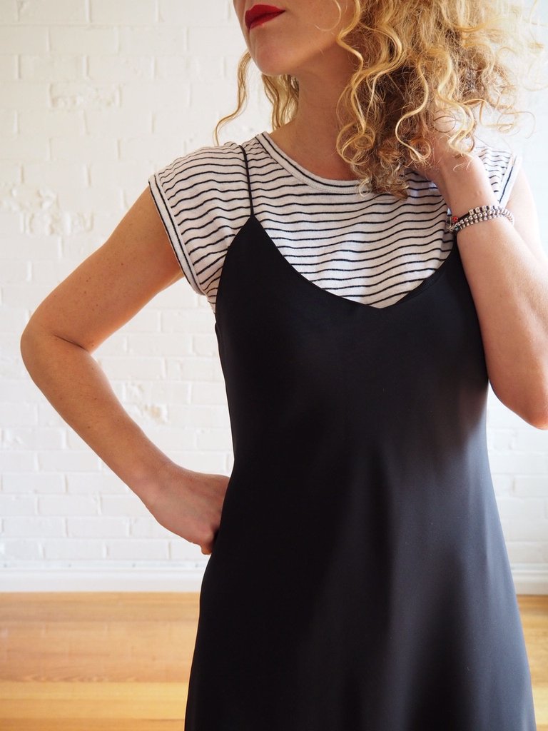 Sadie slip dress pattern tessuti 3
