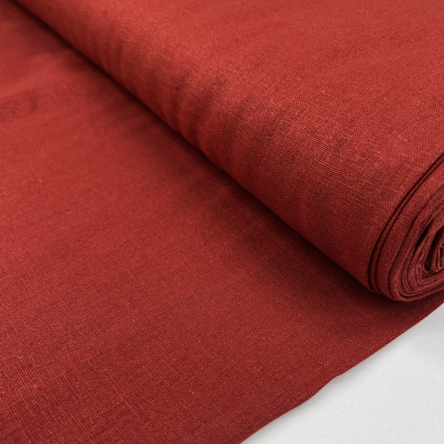 Salso Terracotta Linen Viscose Red Lightweight Woven Dress Fabric Bolt