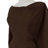 Sandwashed Chocolate Polyester Viscose Blend Dressmaking Fabric Side