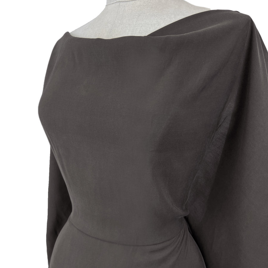 Sandwashed Grey Polyester Viscose Blend Dressmaking Fabric Side