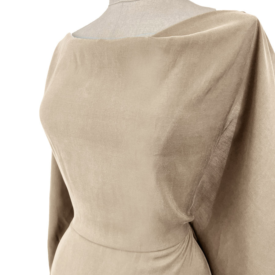 Sandwashed Nude Polyester Viscose Blend Dressmaking Fabric Side