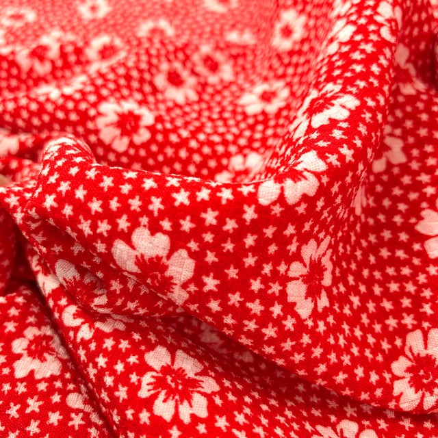 Saoirse Heavy Stretch Crepe Red Floral Dress Fabric Cu