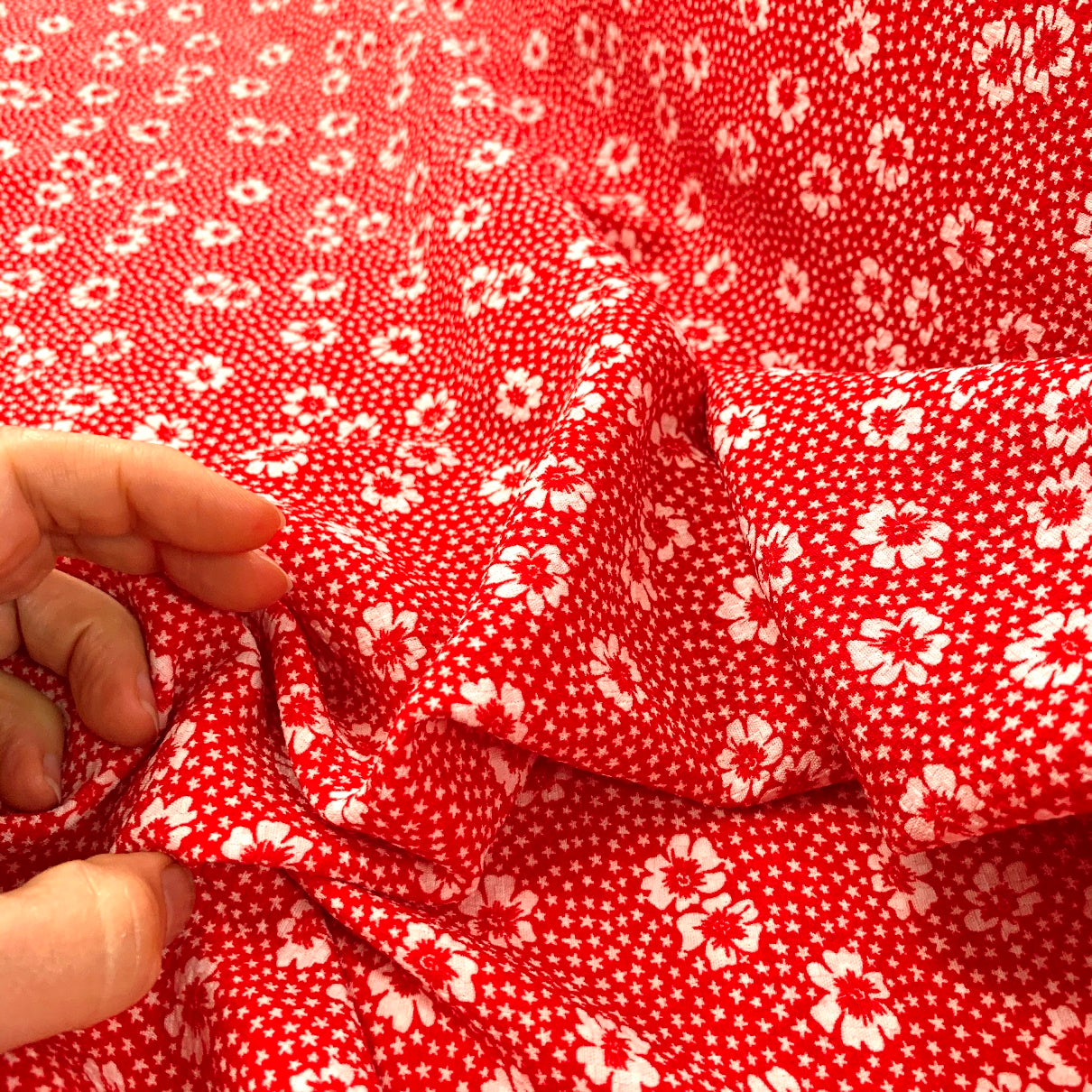 Saoirse Heavy Stretch Crepe Red Floral Dress Fabric D