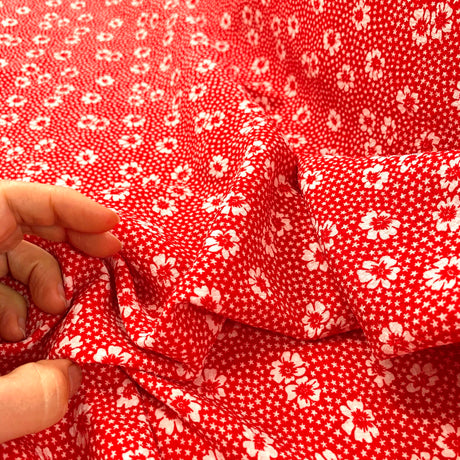 Saoirse Heavy Stretch Crepe Red Floral Dress Fabric D