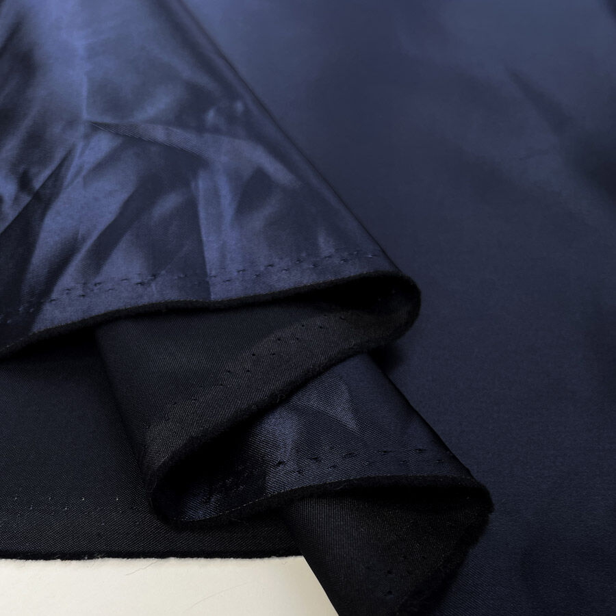 Sateen Lining Navy Polyester Navy Blue Woven Fabric Fold