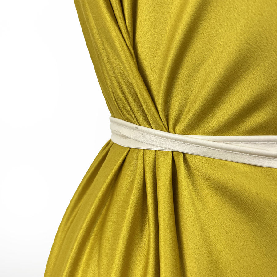 Satin Crepe Gold Polyester Dress Fabric