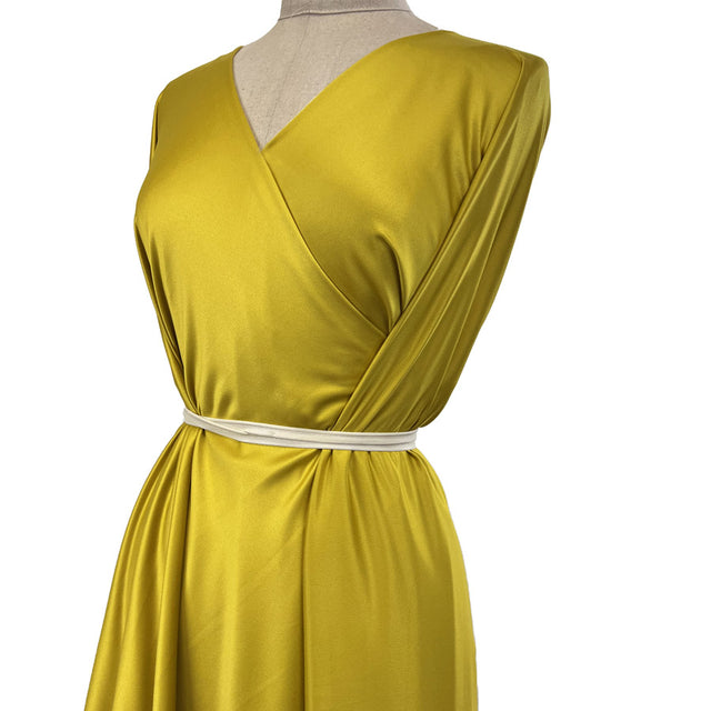 Satin Crepe Gold Polyester Dress Fabric Side