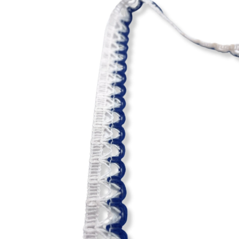 Scallop crochet lace trim blue white cu