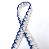 Scallop crochet lace trim blue white twist
