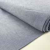 Seaside Seersucker Dark Blue White Cotton Stripe Woven Dress Fabric Bolt