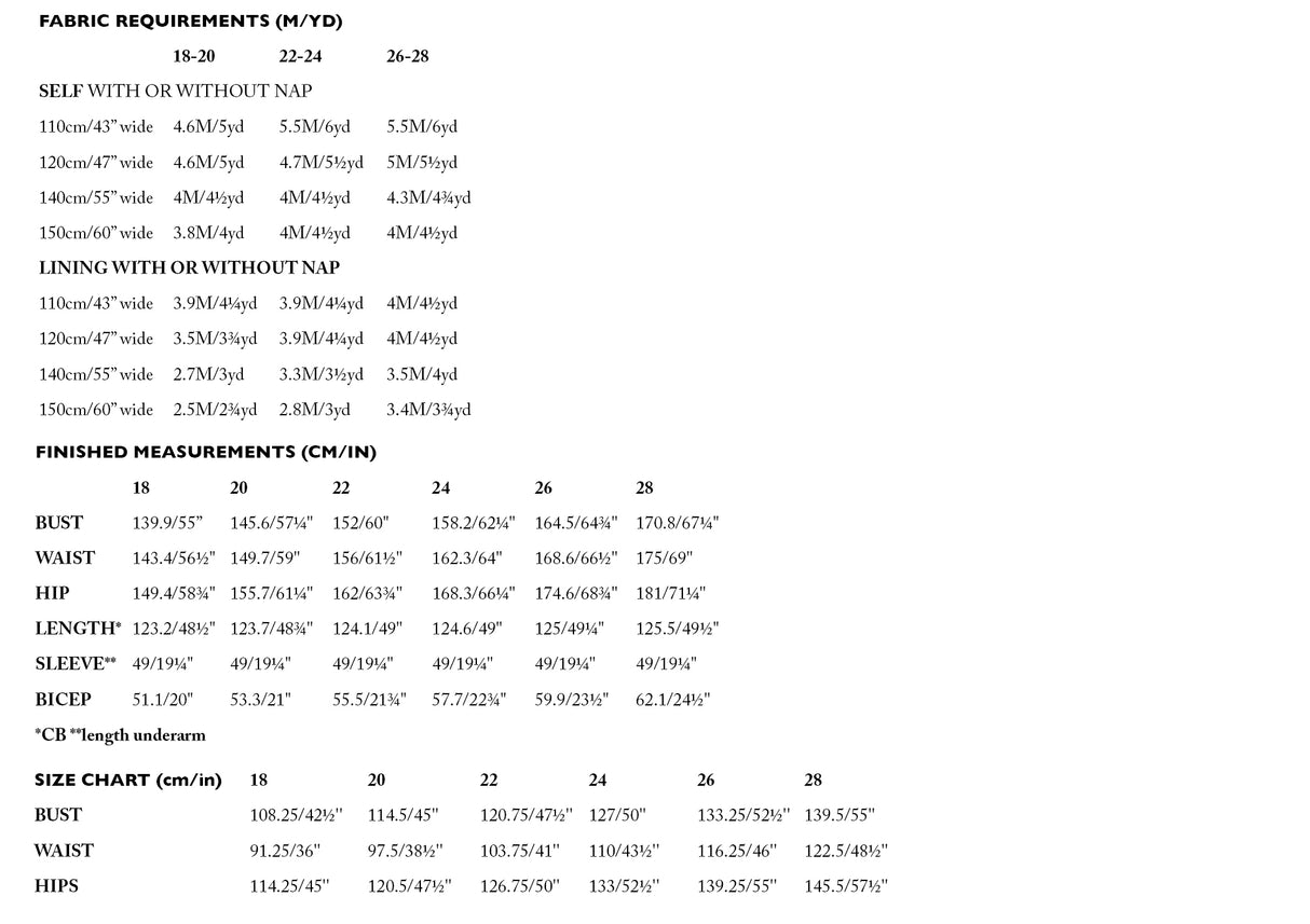 September size chart extended 20 28