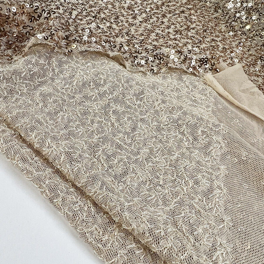 Sequin Lace Champagne Polyester Net Rose Gold Evening Dress Fabric Fold