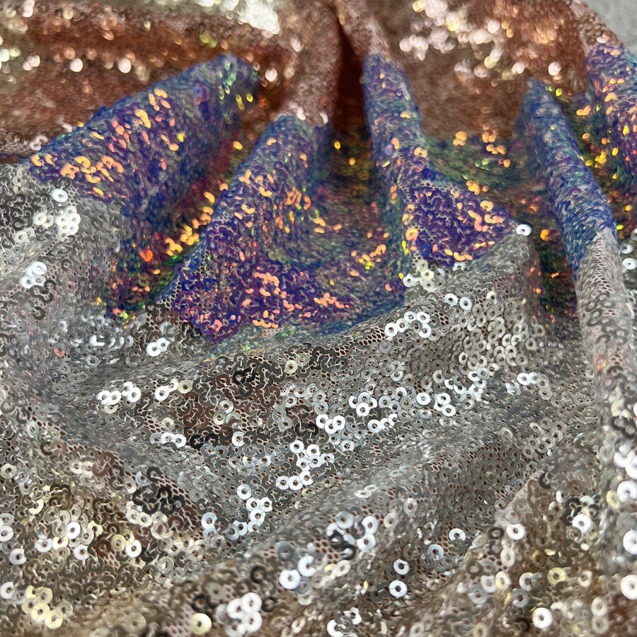 Sequin Lace Cosmic Polyester Abstract Net Multicoloured Bling Dress Fabric