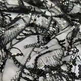 Sequin Lace Gatsby Polyester Black Silver Square Net Dress Fabric