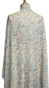 Sequin Net Elberta Peach Mint Abstract Swirl Dress Fabric Mannequin