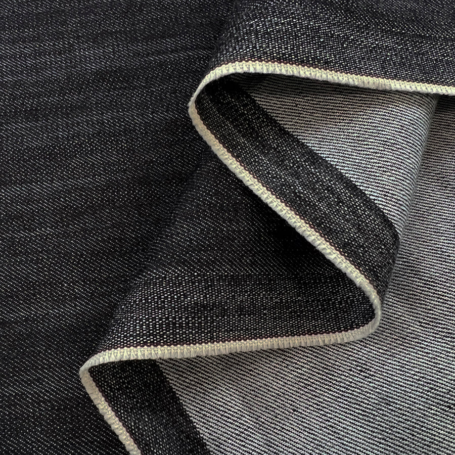 Serenity Denim Black Cotton Woven Fabric Fold