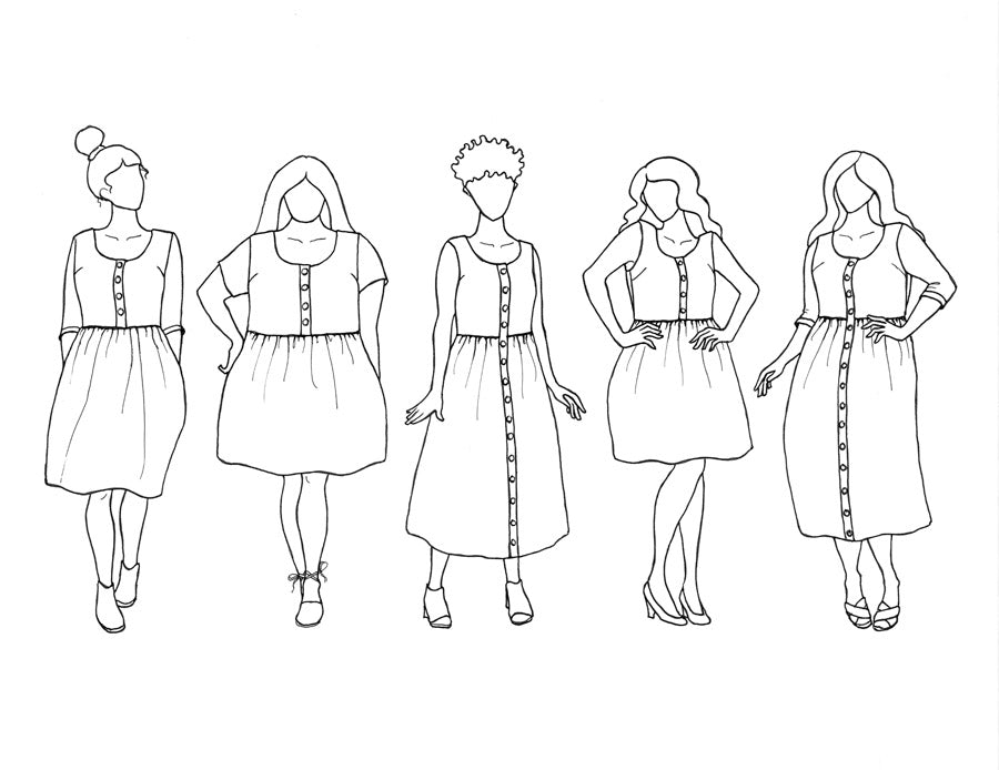 Sew Liberated Hinterland Dress Pattern Sketch2