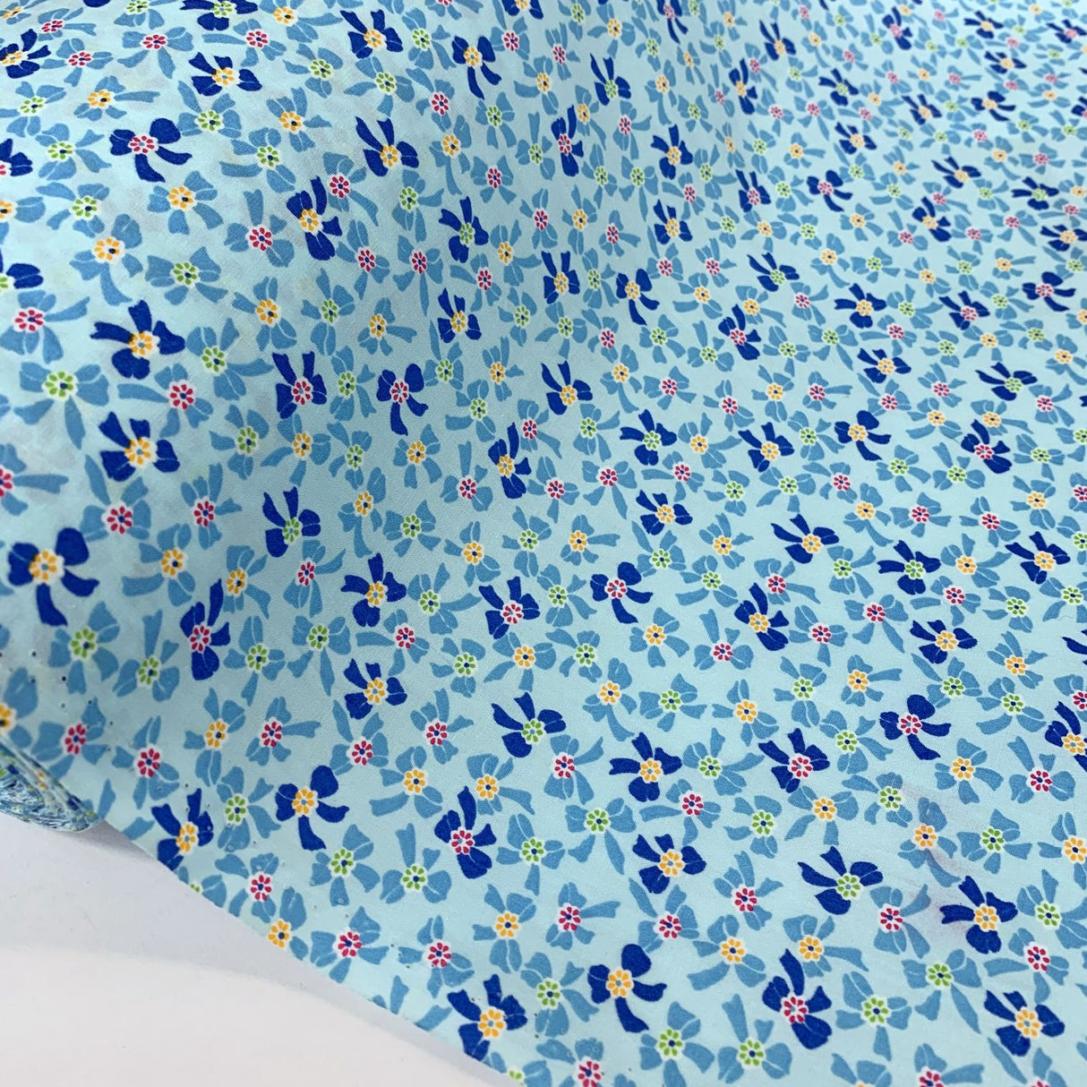 Sewing Room Bows Pale Blue Cotton Fabric R