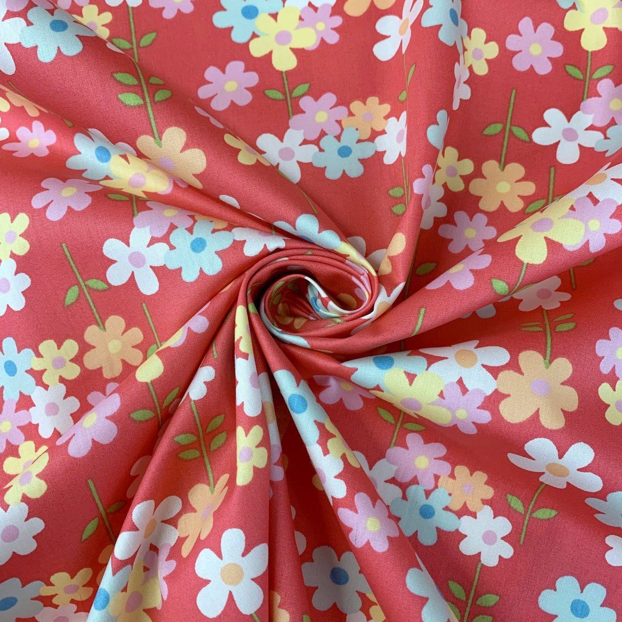 Sewing Room Festival Pink Cotton Floral Fabric Cud