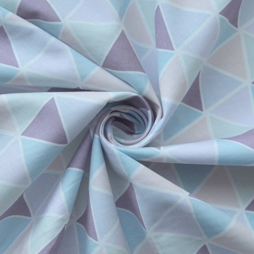 Sewing Room Harlequin Light Pale Colours Trinagle Printed Cotton Fabric Cud