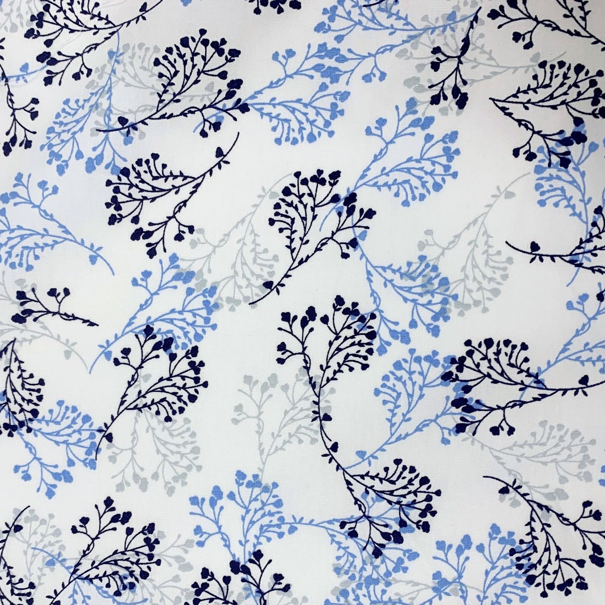 Sewing Room Ivy White Blue Flower Cotton S