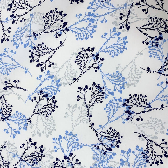 Sewing Room Ivy White Blue Flower Cotton S