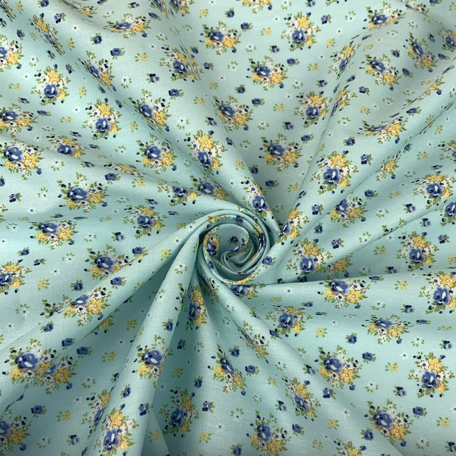 Sewing Room Kat Vntage Blue Floral Design Swirl