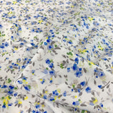 Sewing Room Maisy White Blue Yellow Cotton Floral Fabric Cu
