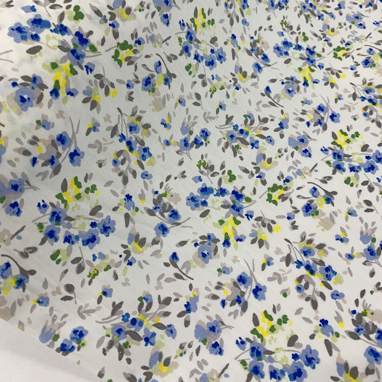Sewing Room Maisy White Blue Yellow Cotton Floral Fabric R