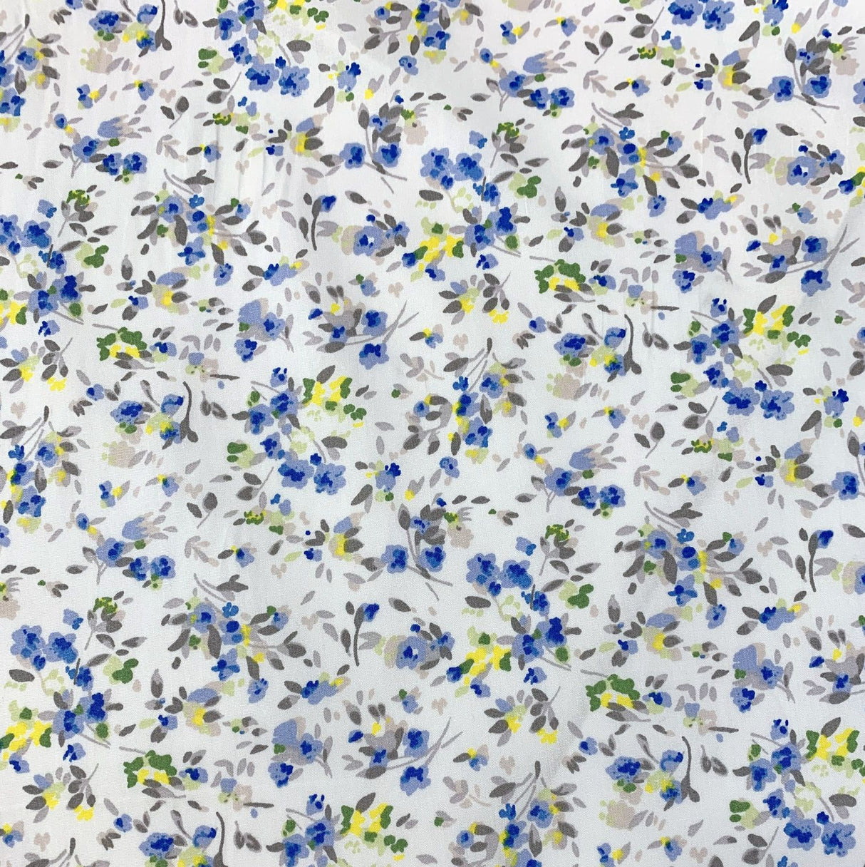 Sewing Room Maisy White Blue Yellow Cotton Floral Fabric S