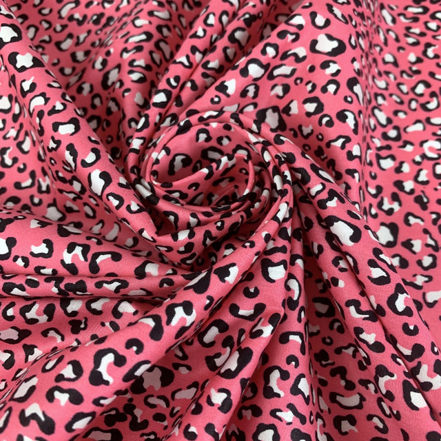 Sewing Room Mars Pink Plain Dyed Cotton Poplin Cheetah Leopard Swirl 2