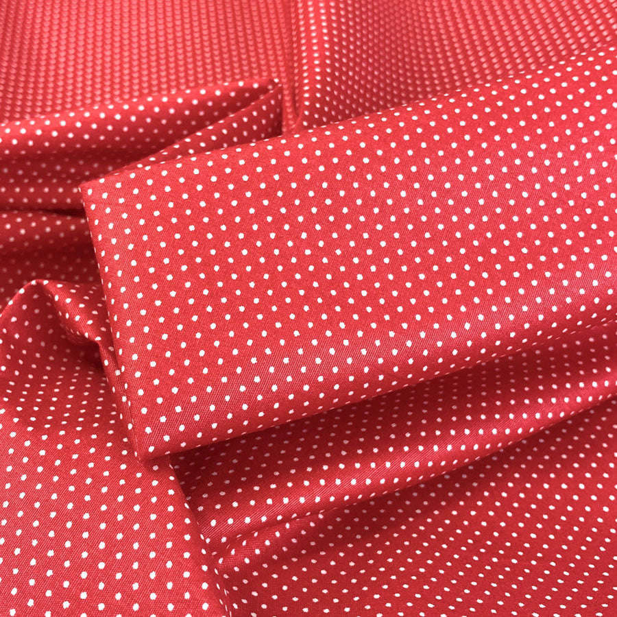 Sewing Room Micro Dot Red Bright Micro Dots Tiny Crafty Spot Cotton Poplin Dress Craft Fabric Close Up Fabric Photo