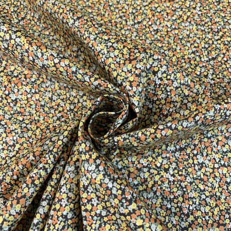 Sewing Room Peony Orange Green Yellow Cotton Floral Fabric Cud