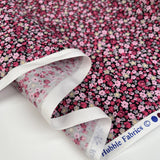 Sewing Room Alora Cotton Poplin Floral Small Pink Black Dress Fabric Fold
