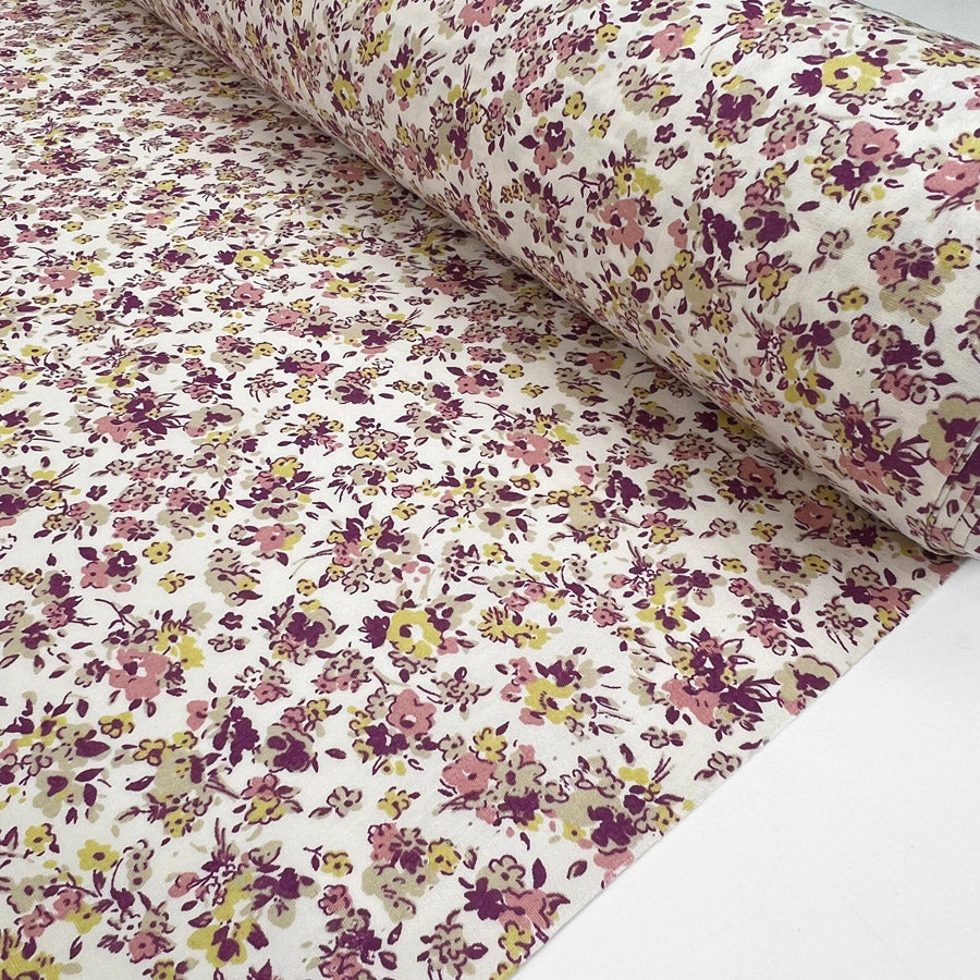 Sewing Room Meadow Cream Floral Cotton Poplin Dress Fabric