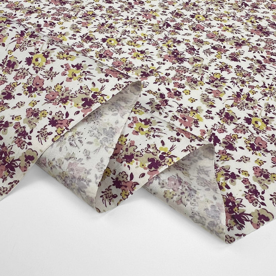 Sewing Room Meadow Cream Floral Cotton Poplin Dress Fabric Fold