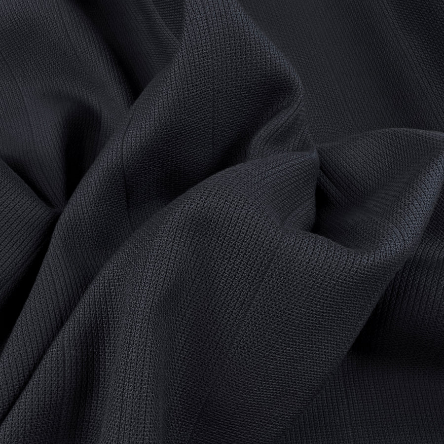 Shadowlands Dark Navy Heavy Cotton Mesh Stripe Swiss Woven Fabric
