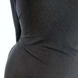 Sheen Black Stretchy Knitted Jersey Black Dress Lining Close Up