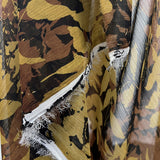 Sheer Elegance Brown Abstract Leaf Printed Chiffon Dress Fabric Fold