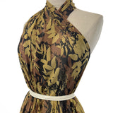 Sheer Elegance Brown Abstract Leaf Printed Chiffon Dress Fabric Side